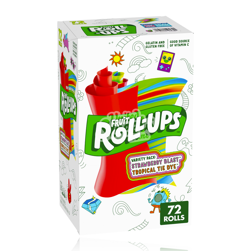 Fruit Roll-Ups Strawberry & Tropical Tie-Dye 72 Pack 1kg (BB: 24/4/2024)
