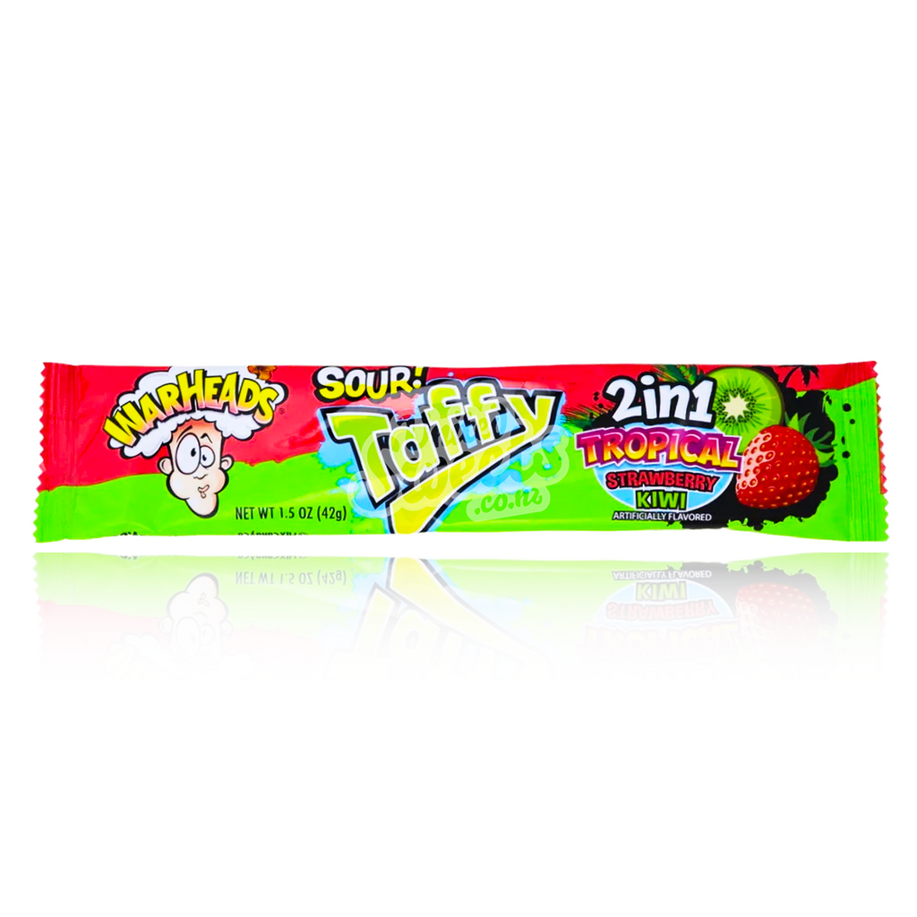 Warheads Sour Taffy 2 In 1 TROPICAL Strawberry & Kiwi 42g