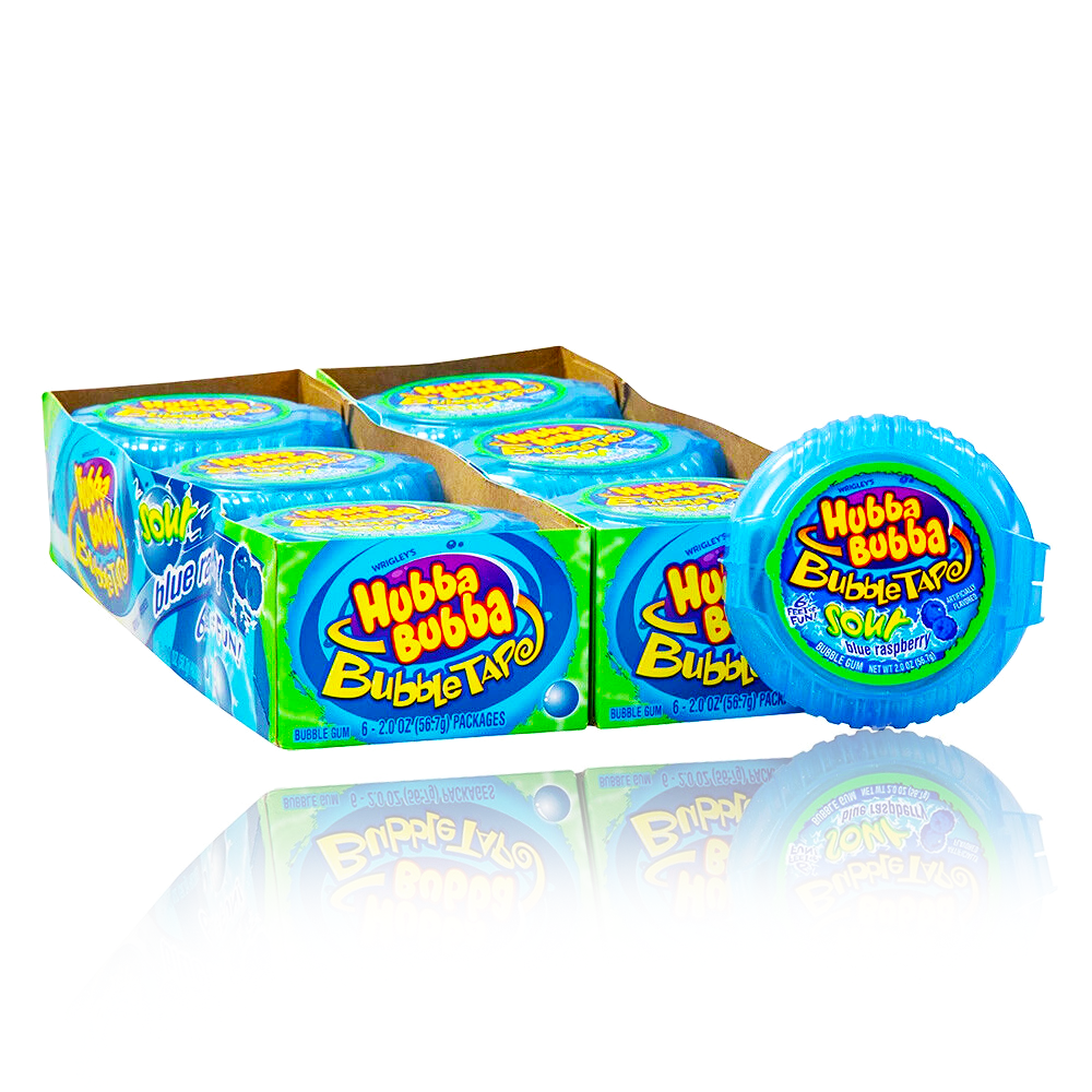 Hubba Bubba Tape Sour Blue Raspberry 12 Pack