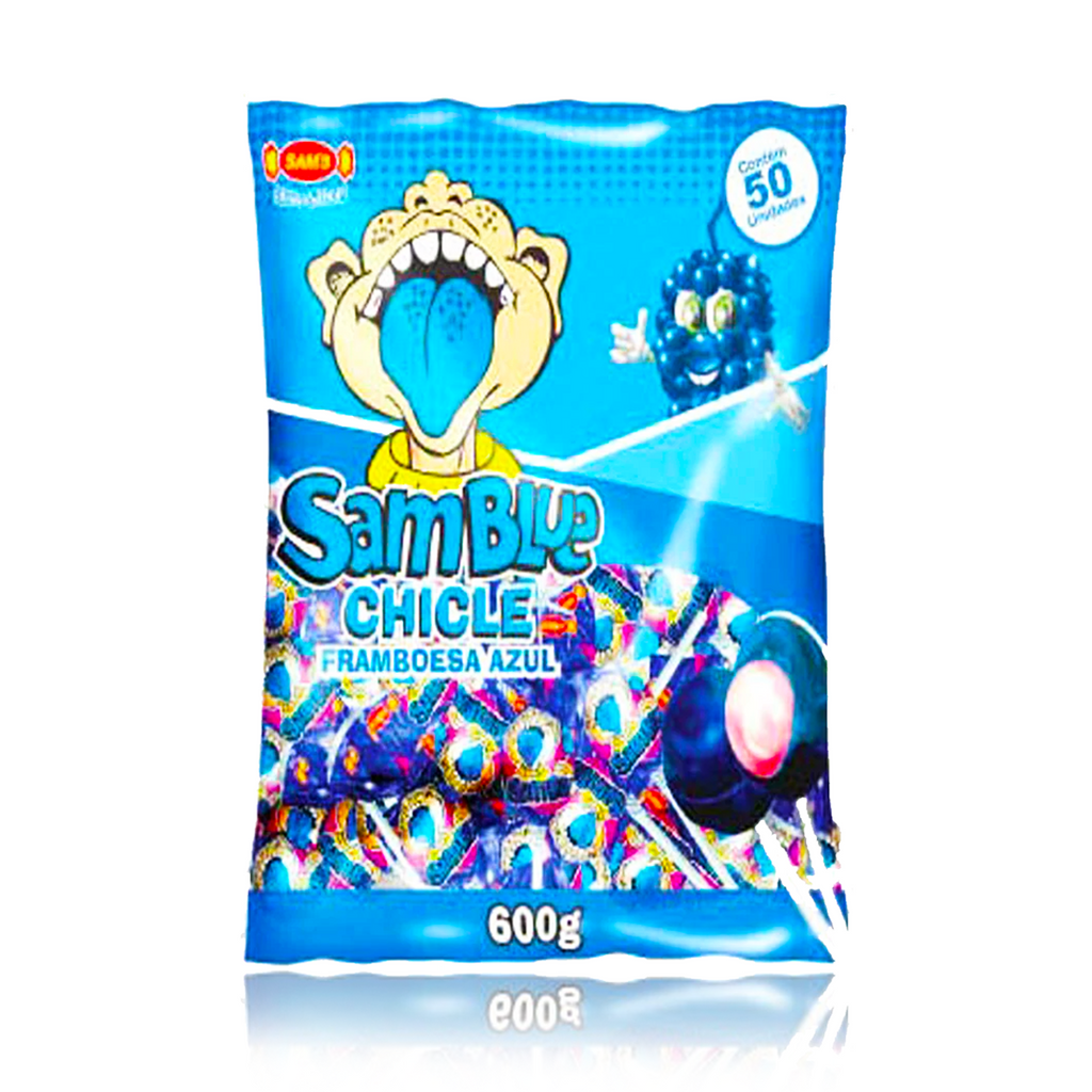 Samblue Blue Mouth Painter Lollipops Bubble Gum Bag 50 Pieces
