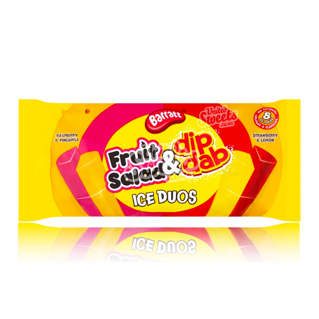 Barratt Fruit Salad & Dip Dab Ice Duos Freeze Pops 8PK (UK Made)