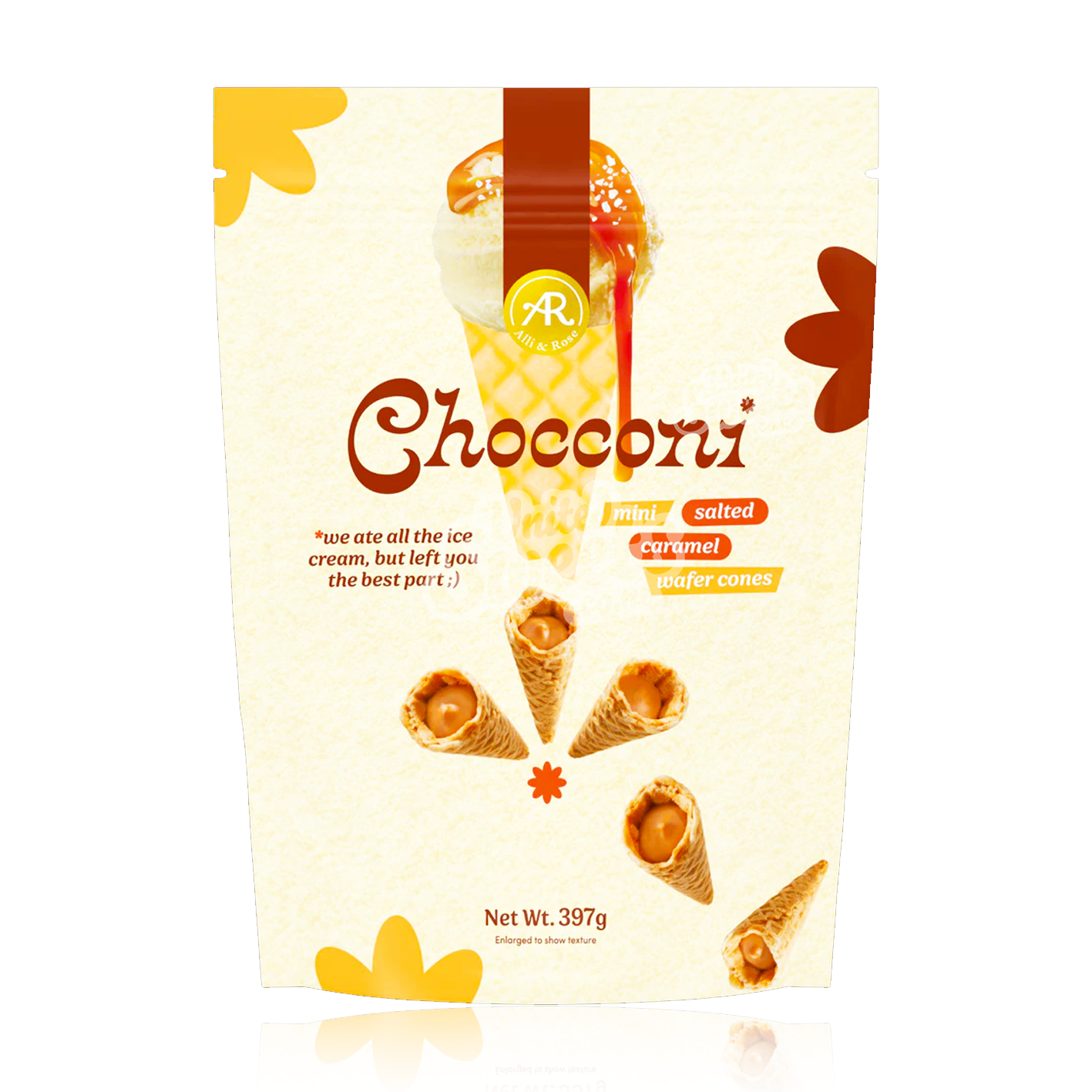 ALLI & ROSE Chocconi Salted Caramel Wafer 397g – United Sweets