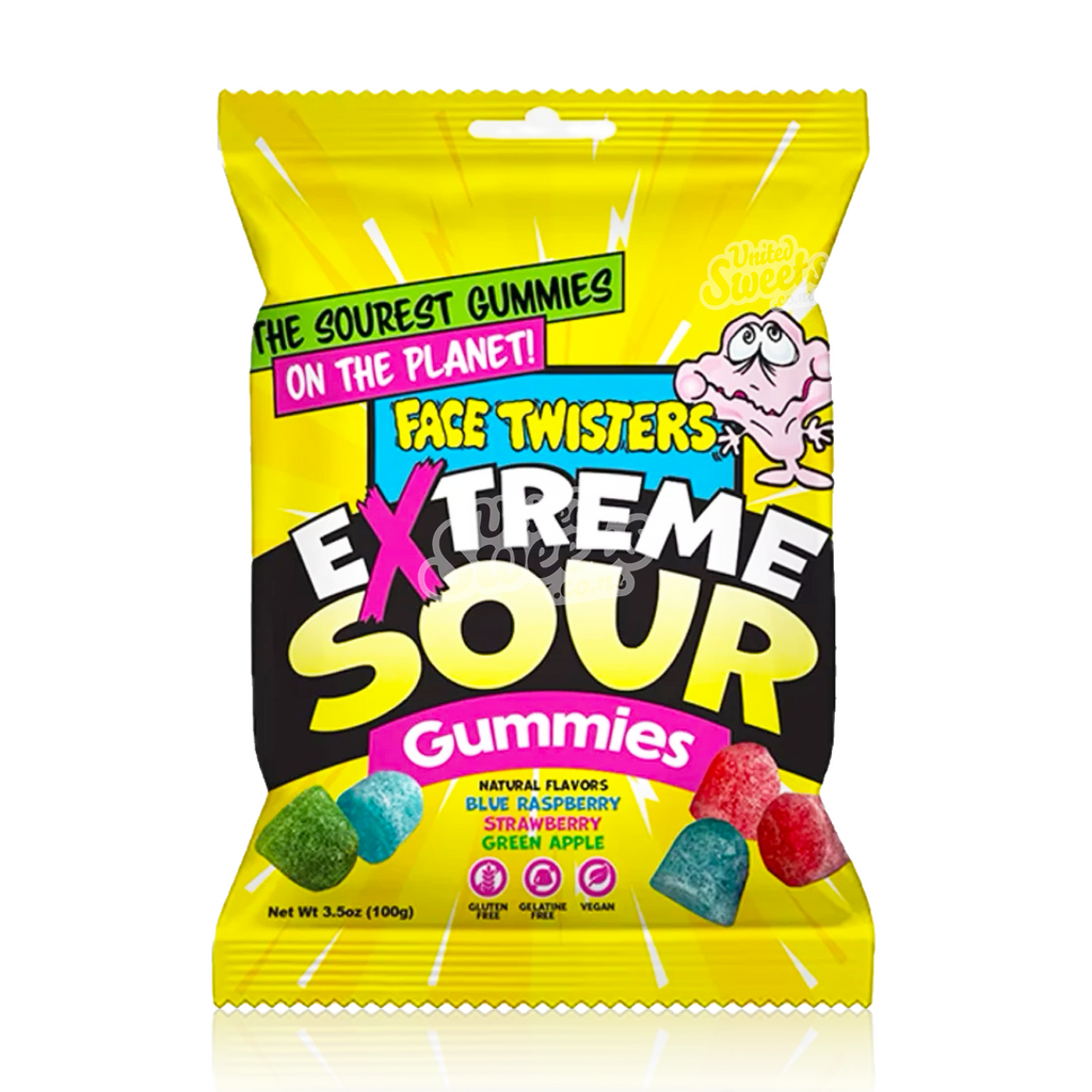 Face Twisters EXTREME Sour Gummies 99g (USA MADE)