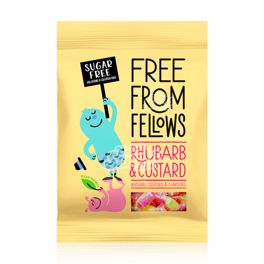 Free From Fellows Sugar free Rhubarb & Custard 70g (UK MADE)