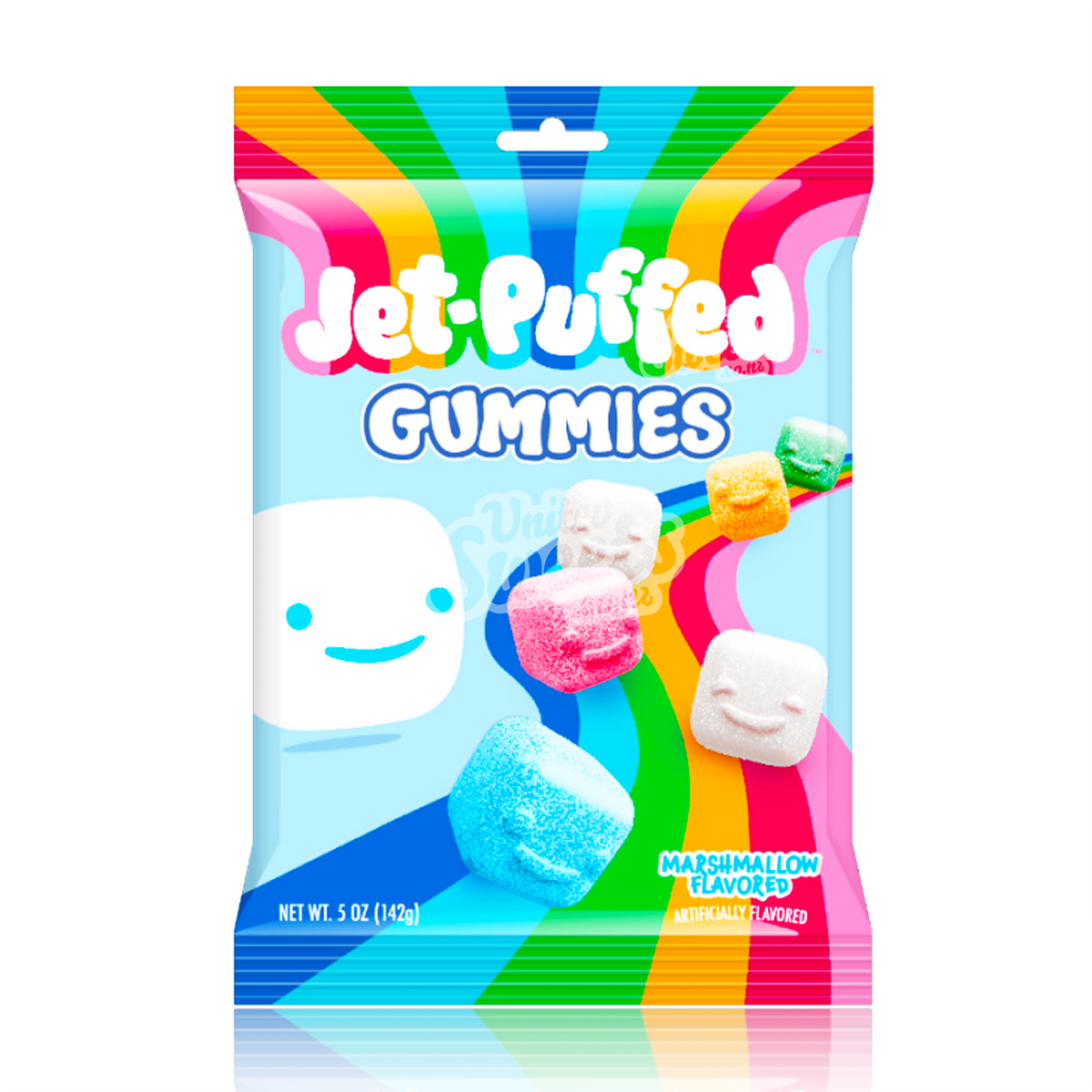 Jet-Puffed Gummies Marshmallow Flavour Peg Bag 142g – United Sweets