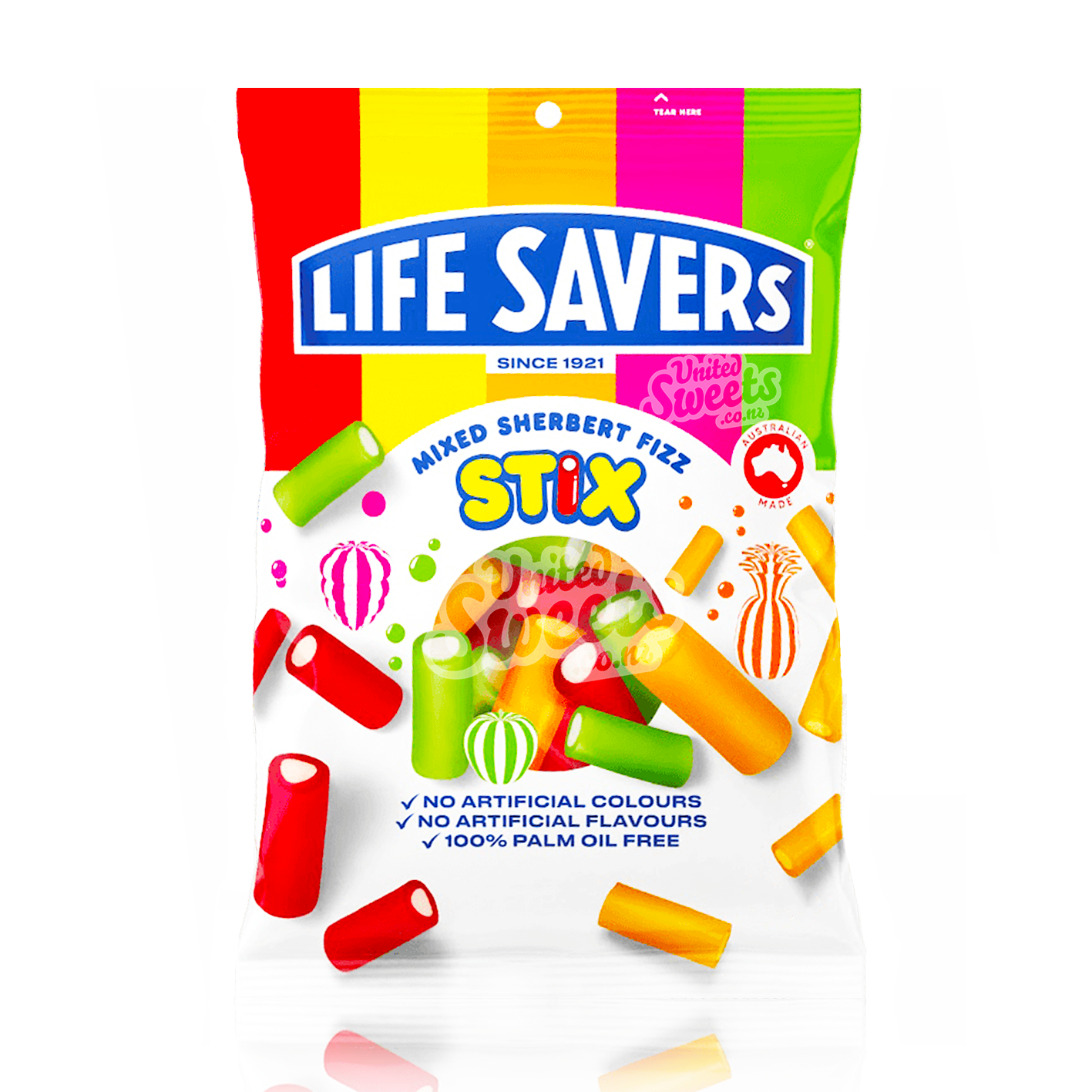 Sherbert Packet Rings Life Savers Mixed Sherbert Fizz Stix XXL 1kg – United Sweets