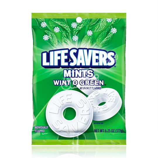 Lifesavers Mints Wint O Green Peg Bag XL 177g (BB: 08/24)