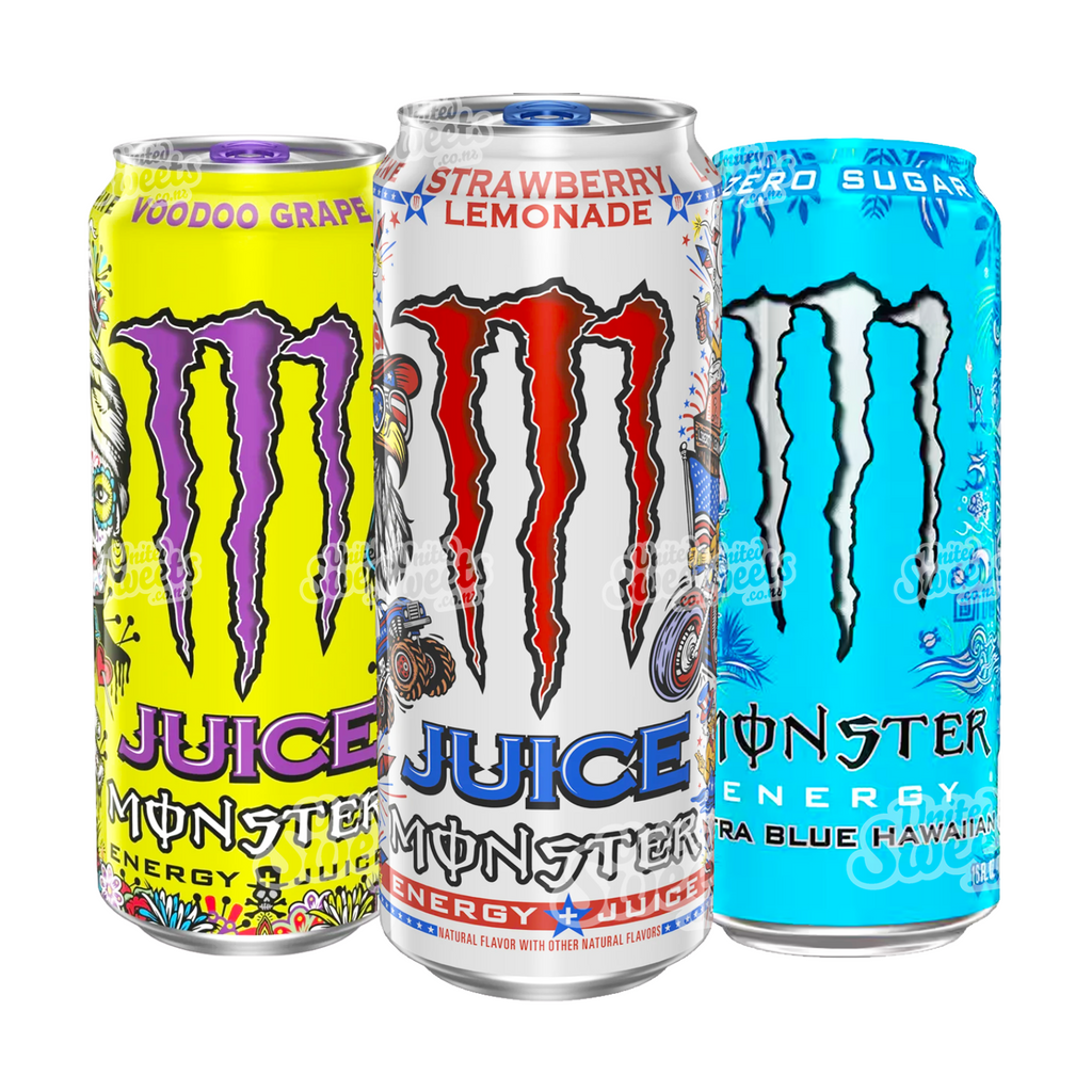 Monster USA Range 473ml (USA MADE) (Strawberry Lemonade/Ultra Blue Hawaiian/Voodoo Grape)