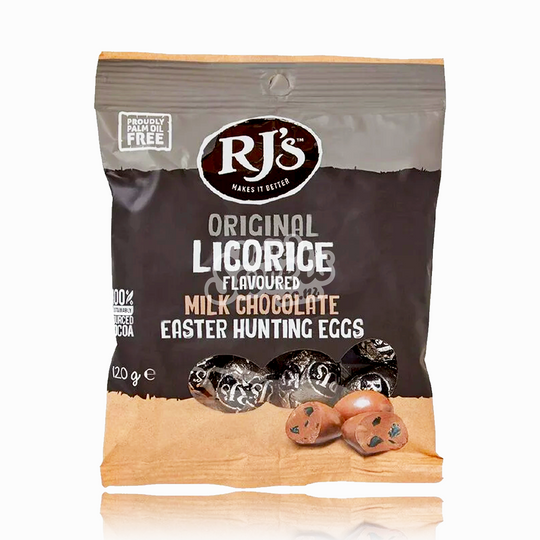 RJ's Original Licorice Milk Chocolate Easter Eggs 120g