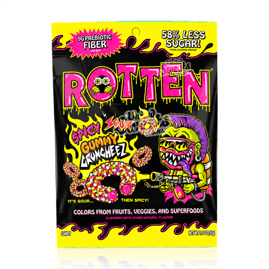 Rotten Spicy Sour Gummy Cruncheez 51g - Low Sugar, Low Calorie