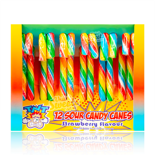 TNT Sour Candy Canes STRAWBERRY 12 Pack 144g