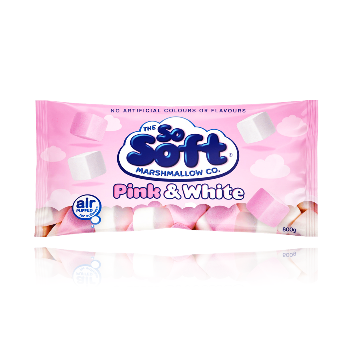 The So Soft Pink & White Marshmallow 800G United Sweets