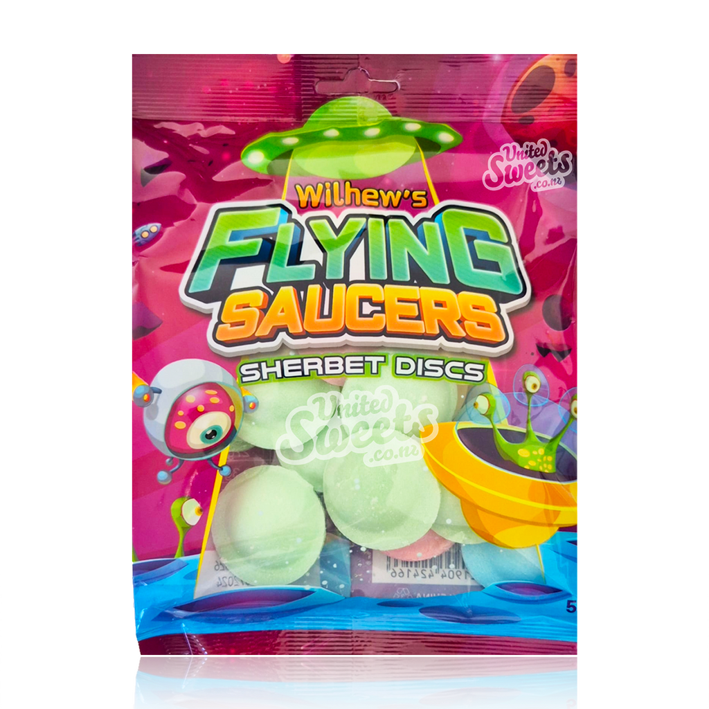 Wilhew's Flying Saucers Sherbet Discs Peg Bag 50g