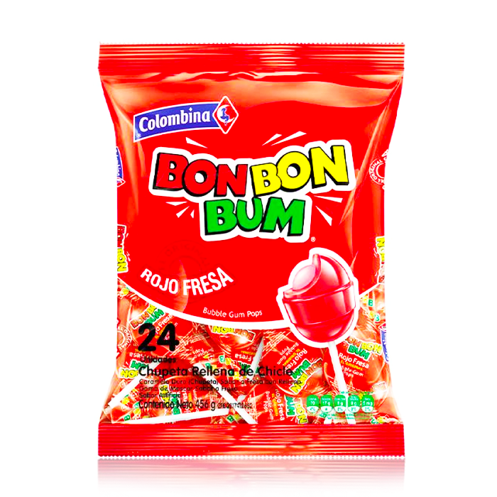 Bon Bon Strawberry Lollipops 408g