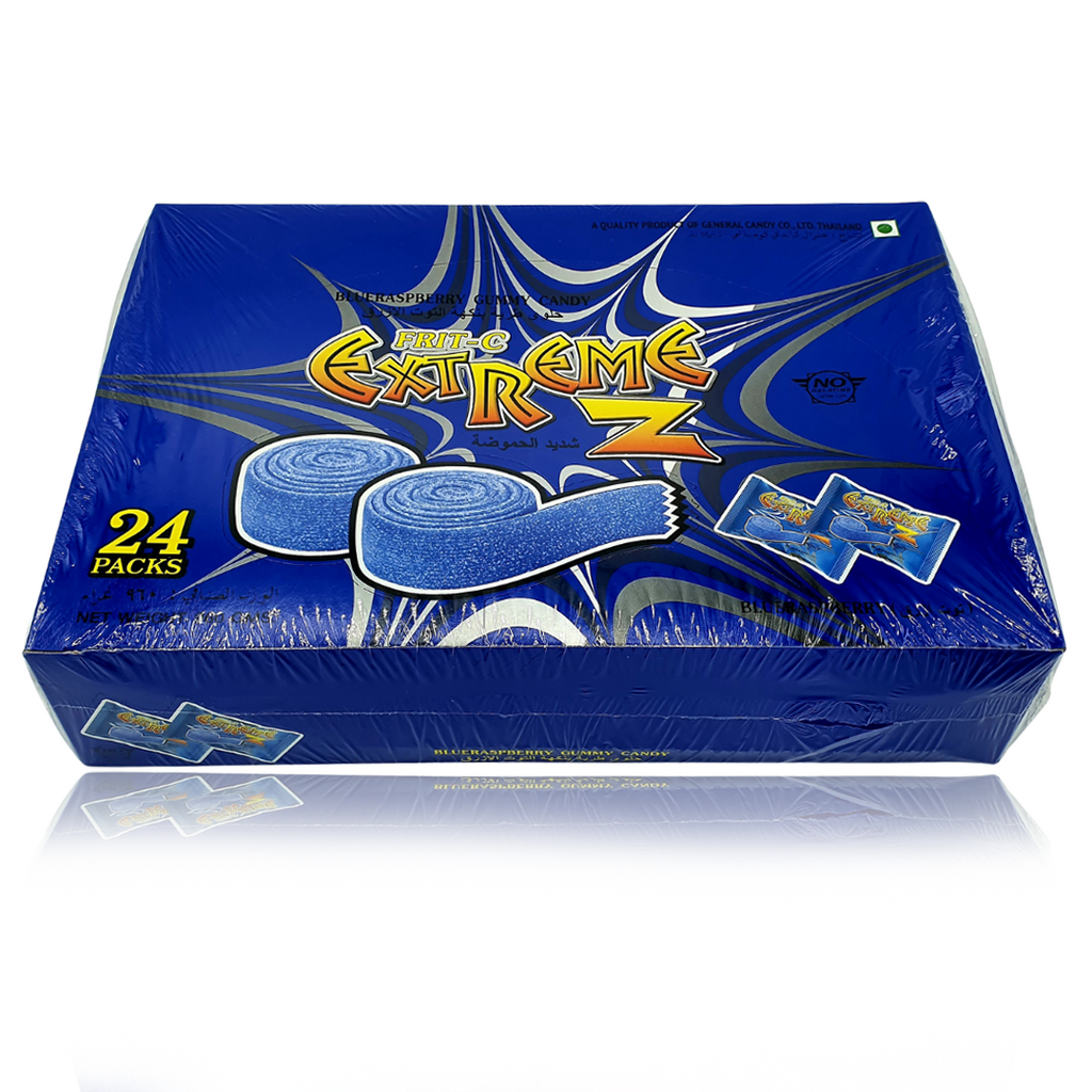 Extreme Z Gummy Candy Blue Raspberry 24 Pack Box