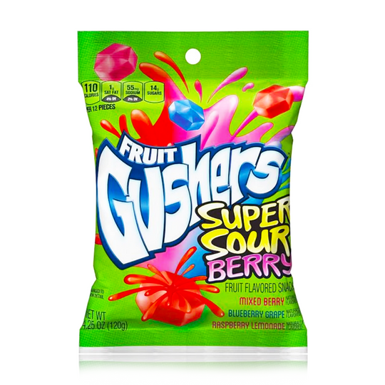 Fruit Gusher Super Sour Berry Variety Pack Peg Bag 120g
