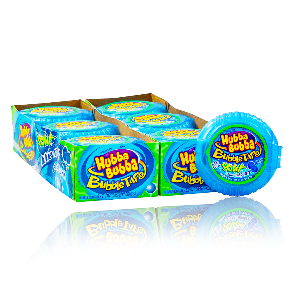 Hubba Bubba Tape Sour Blue Raspberry 12 Pack (BEST BEFORE: 14/04/2025)