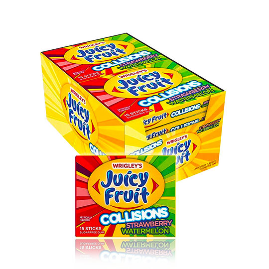 Wrigley's Juicy Fruit Collision Strawberry Watermelon Chewing Gum 10 Pack