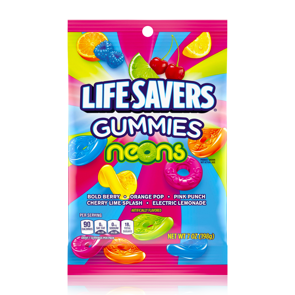 Lifesavers Gummies Neon Peg Bag 198g