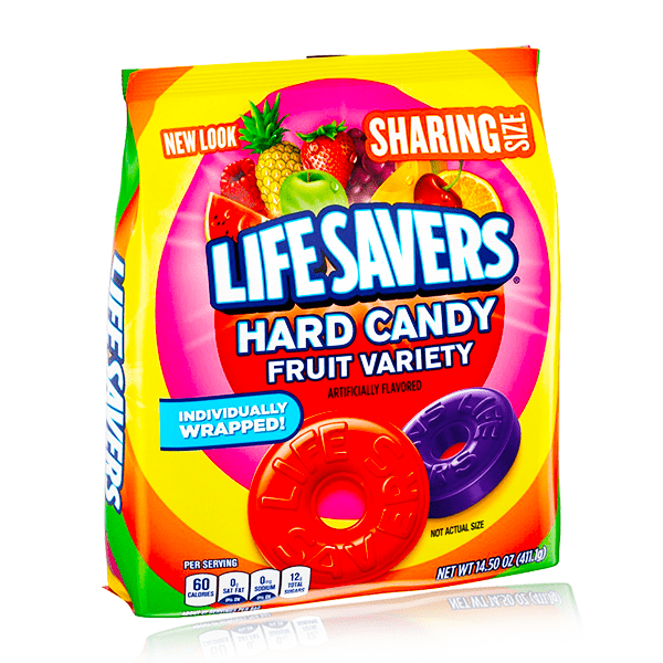 Lifesavers Hard Candy Assorted Flavours Sharing Size Bag 411g