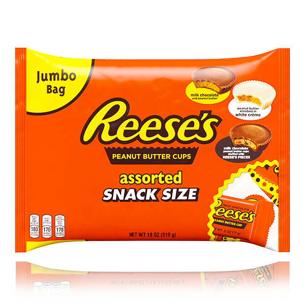Reese's Peanut Butter Chocolate Cups Assorted Snack Size Jumbo Bag 510g