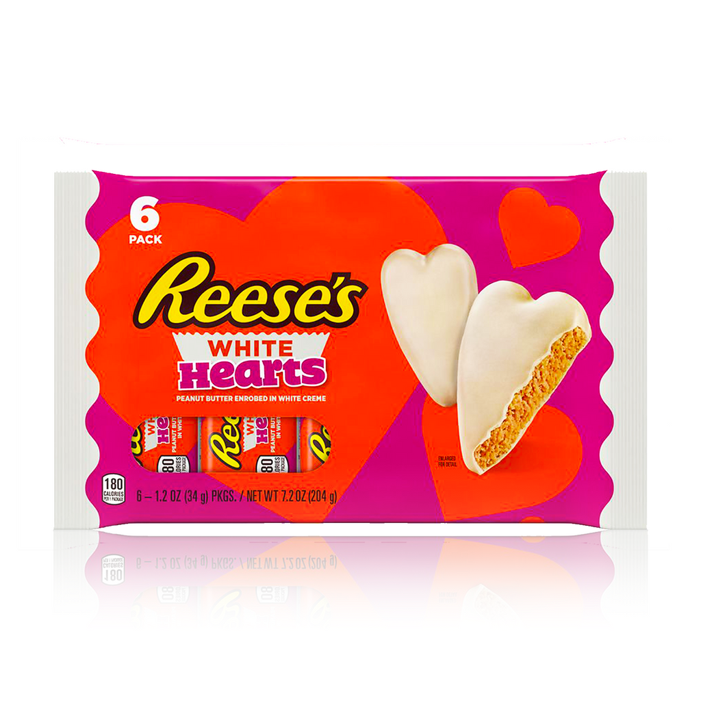 REESE'S White Creme Peanut Butter Hearts 6 Pack 204g