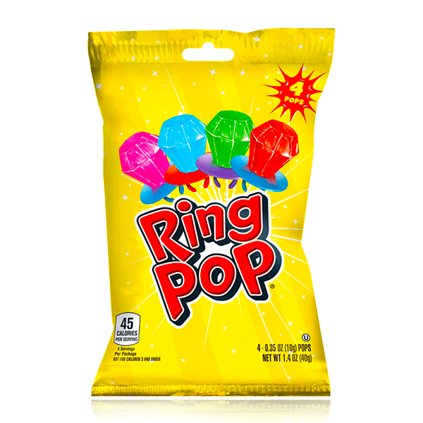 Ring Pop 4 Pops Peg Bag 40g