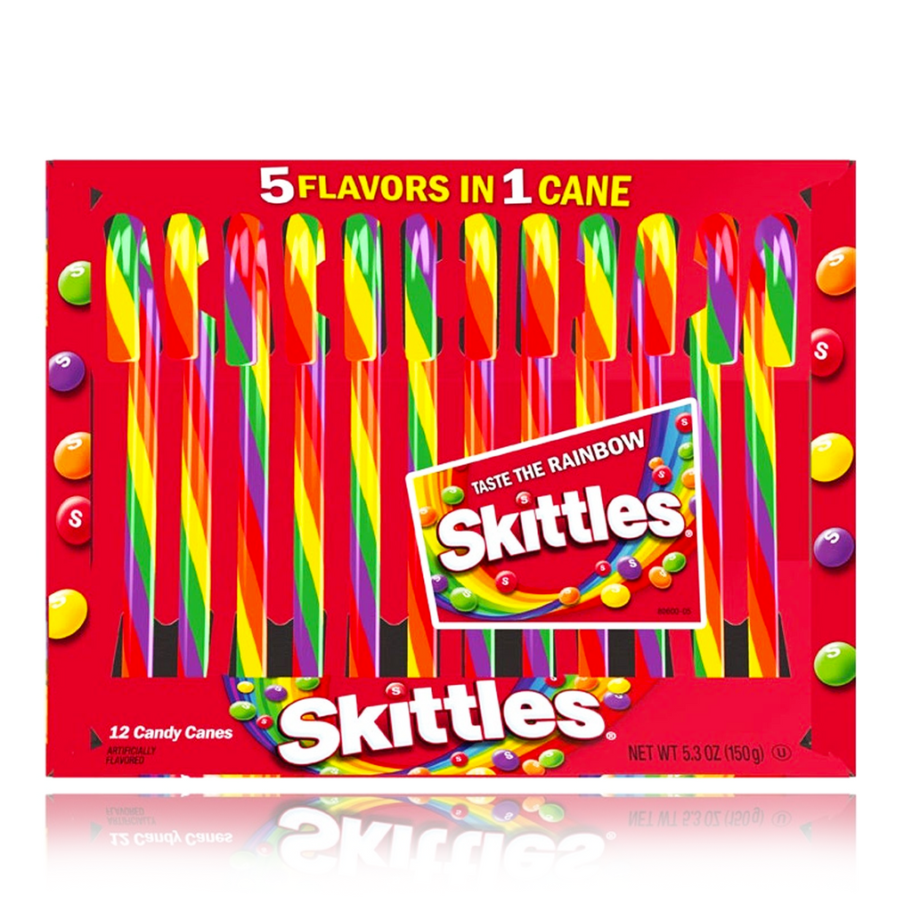 Skittles Candy Canes 12 Pack 150g (DAMAGED)