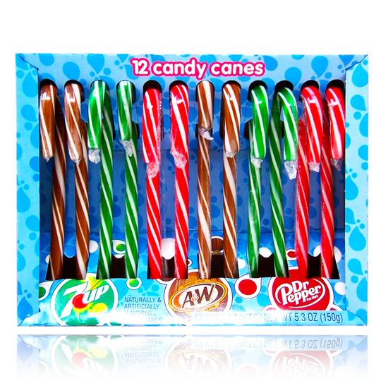 7UP A&W Dr Pepper Soda Candy Canes 12 Pack 150g