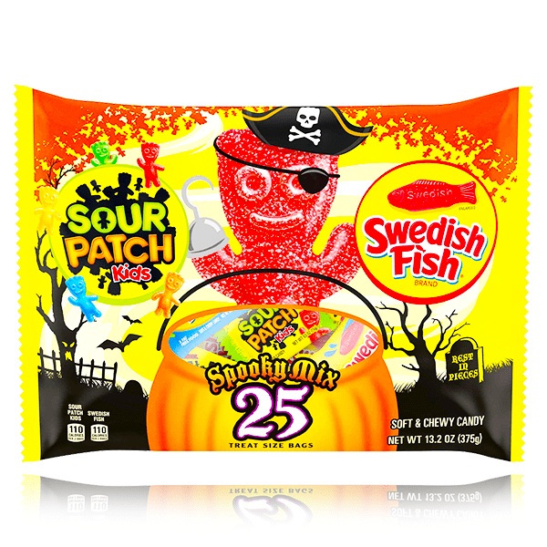 Sour Patch & Swedish Fish Spooky Mix Treat Size Bags 25 Pack