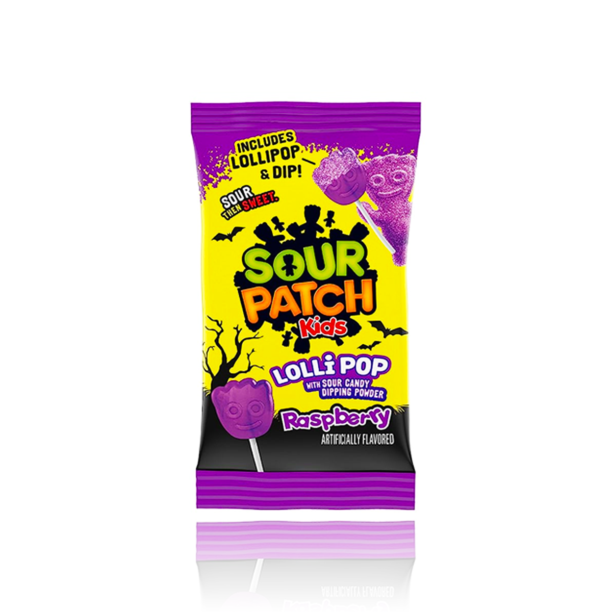 Sour Patch Kids Orange & Purple Lollipops With Sour Candy Dipping Powd