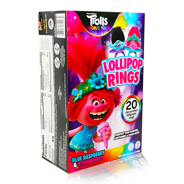 Trolls Lollipop Rings 20 Count 240g