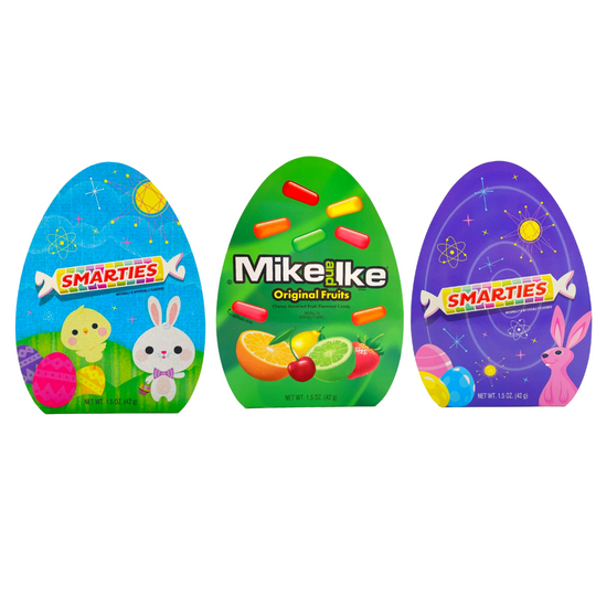 Easter Egg Shaped Filled Boxes with Mike and Ikes or Smarties 42g
