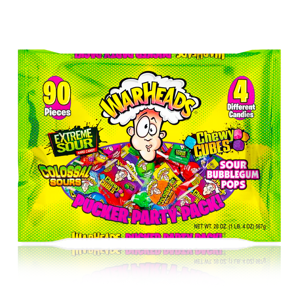 Warheads Pucker Party Pack Bag 90 Count 567g