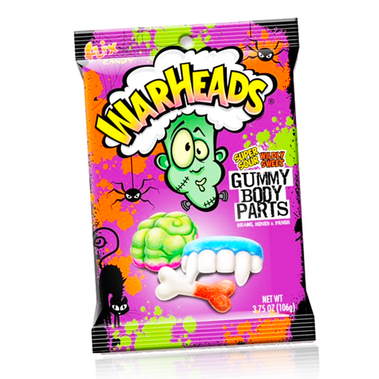 Warheads Gummy Body Parts Peg Bag  Limited Edition 106g - Damaged